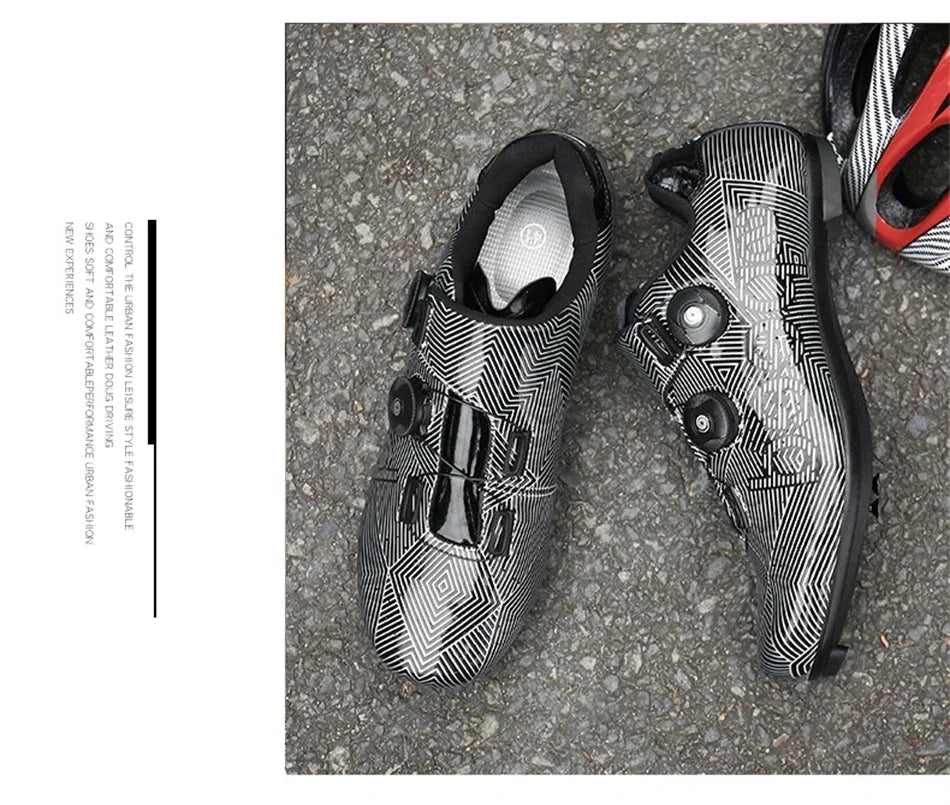 Zapatillas profesionales para hombre, ultraligeras, con doble hebilla, para ciclismo de montaña, luminosas, con calas autoblocantes