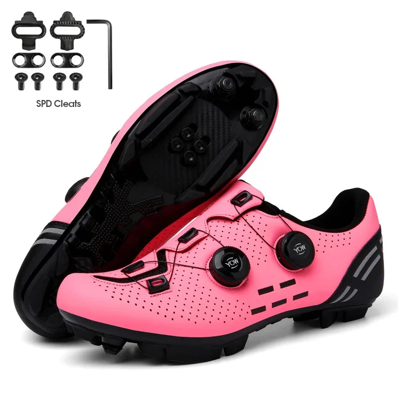 Zapatillas de ciclismo de montaña 2023 con calas para hombre y mujer, de carbono, deportivas, de velocidad, planas, SPD, para ciclismo de carretera