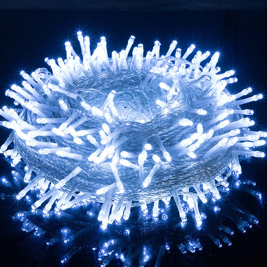 Guirnalda de luces LED de 50 m y 100 m para exteriores, guirnalda navideña para jardín, terraza, árbol, calle, boda, fiesta, decoración