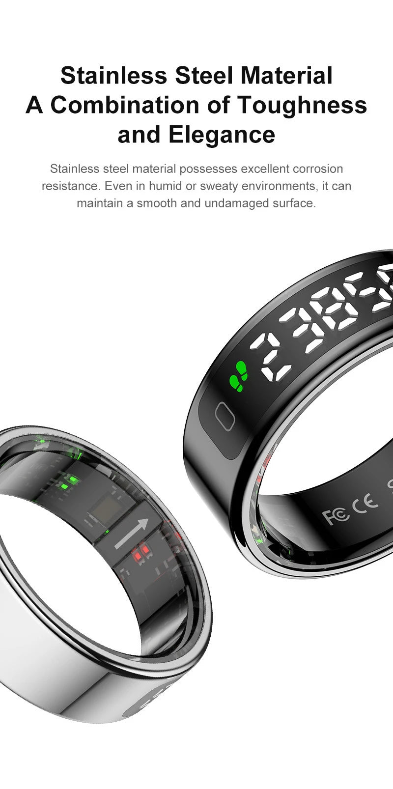 Anillo inteligente Xiaomi R12 con pantalla táctil, resistente al agua hasta 5 ATM, Bluetooth, control de gestos, carga inalámbrica, deportivo