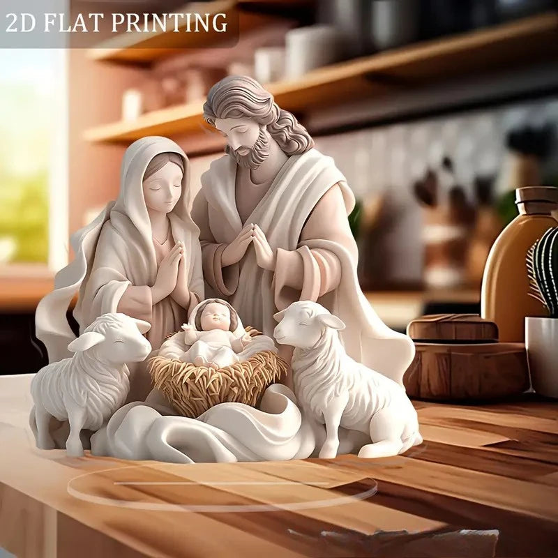 Figura de pesebre de Pascua, decoración de mesa, figura de pesebre, adorno de escritorio de madera, artesanía, decoración, iglesia, fiesta, regalo de Navidad