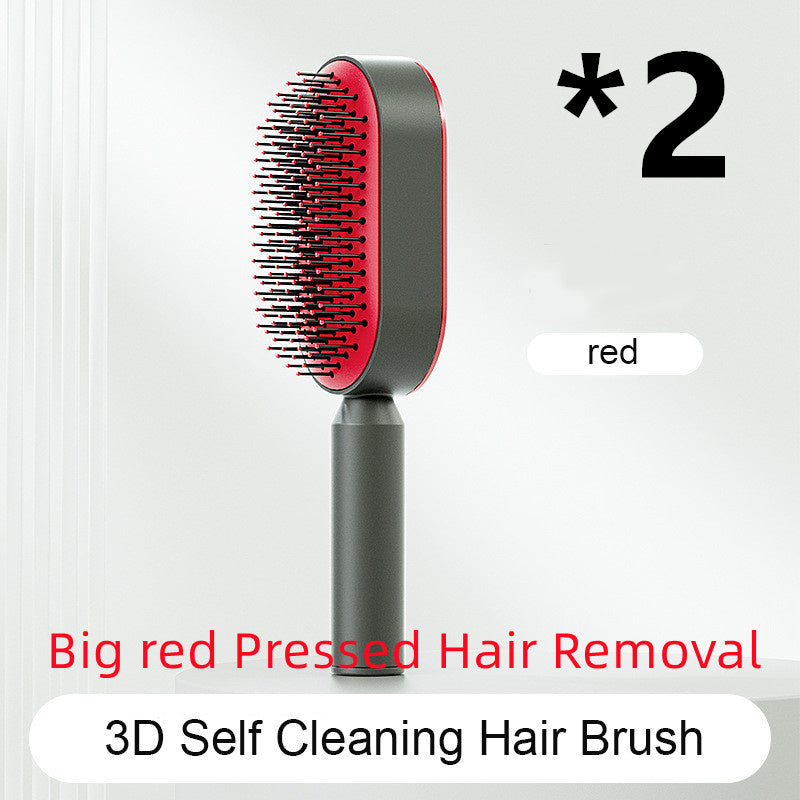 Cepillo autolimpiante para el cabello para mujeres, con una sola tecla, para la pérdida del cabello, masajeador de bolsas de aire, peine para el cuero cabelludo, cepillo antiestático.