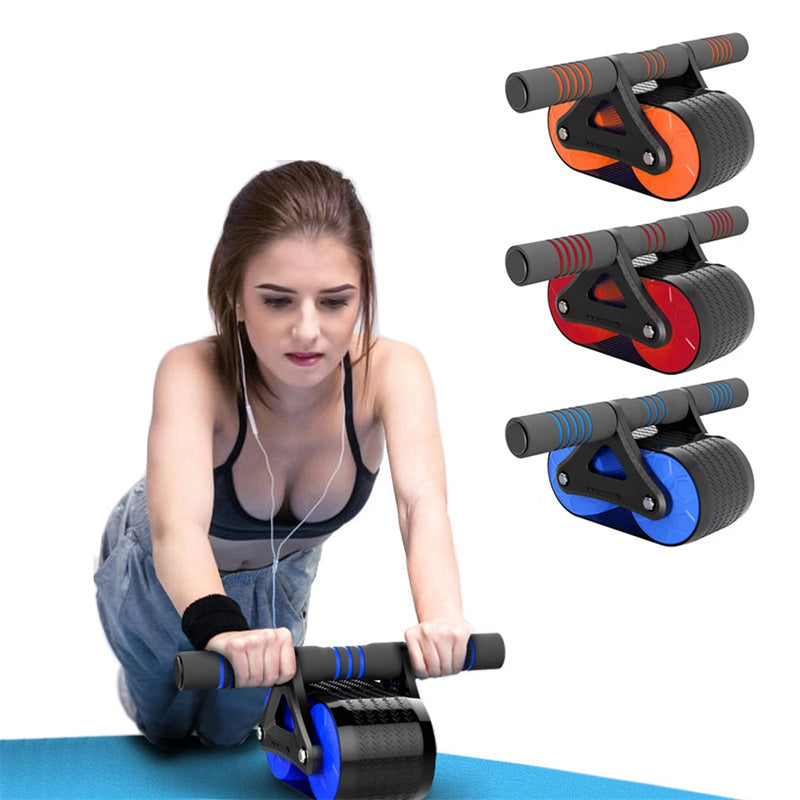 Ejercitador abdominal de doble rueda, con rebote automático, rodillo para abdominales, gimnasio, deportes