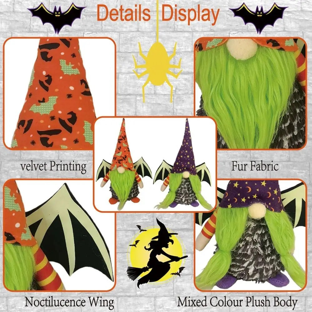 Murciélagos brillantes de Halloween, muñecos sin rostro, decoraciones de Halloween
