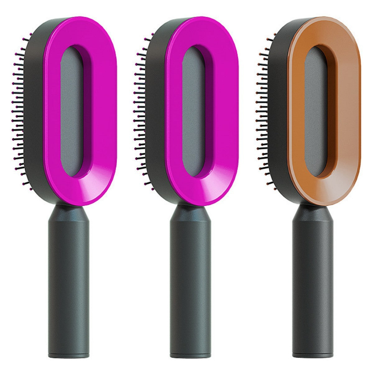Cepillo autolimpiante para el cabello para mujeres, con una sola tecla, para la pérdida del cabello, masajeador de bolsas de aire, peine para el cuero cabelludo, cepillo antiestático.