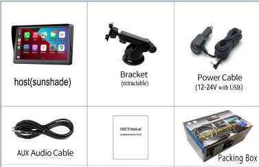 Pantalla inteligente IPS de 7 pulgadas para coche, inalámbrica, Carplay, pantalla de proyección para teléfono móvil, navegación