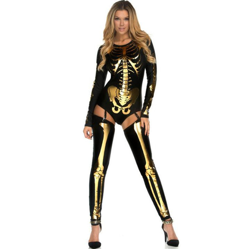 Disfraz de Halloween para cosplay, uniforme de calavera y zombi.