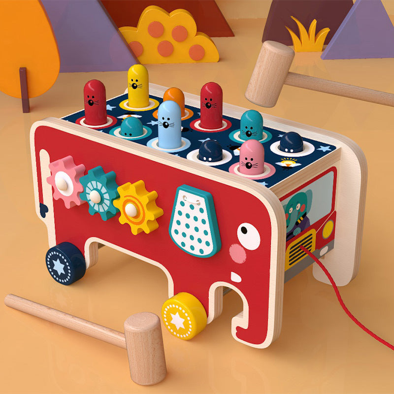 Banco de madera Montessori para niños pequeños, juguete de autobús con animales, juego educativo temprano, regalo para niños, instrumento musical de juguete