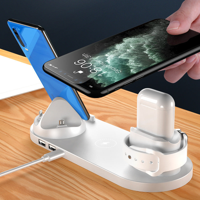 Cargador inalámbrico para iPhone, cargador rápido para teléfono, base de carga rápida , reloj, estación de carga 6 en 1