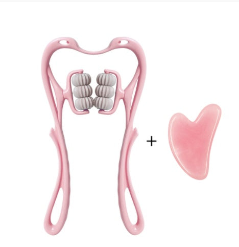 Masajeador de cuello manual de seis ruedas con rodillos de masaje para aliviar el dolor.