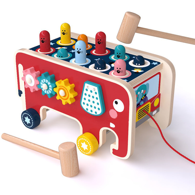 Banco de madera Montessori para niños pequeños, juguete de autobús con animales, juego educativo temprano, regalo para niños, instrumento musical de juguete