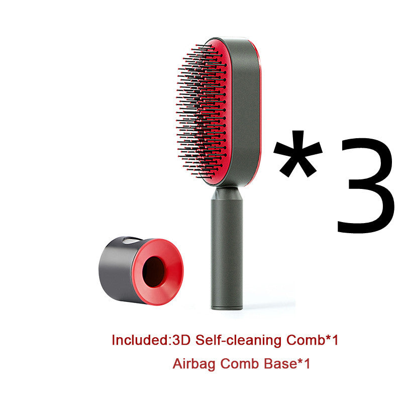 Cepillo autolimpiante para el cabello para mujeres, con una sola tecla, para la pérdida del cabello, masajeador de bolsas de aire, peine para el cuero cabelludo, cepillo antiestático.