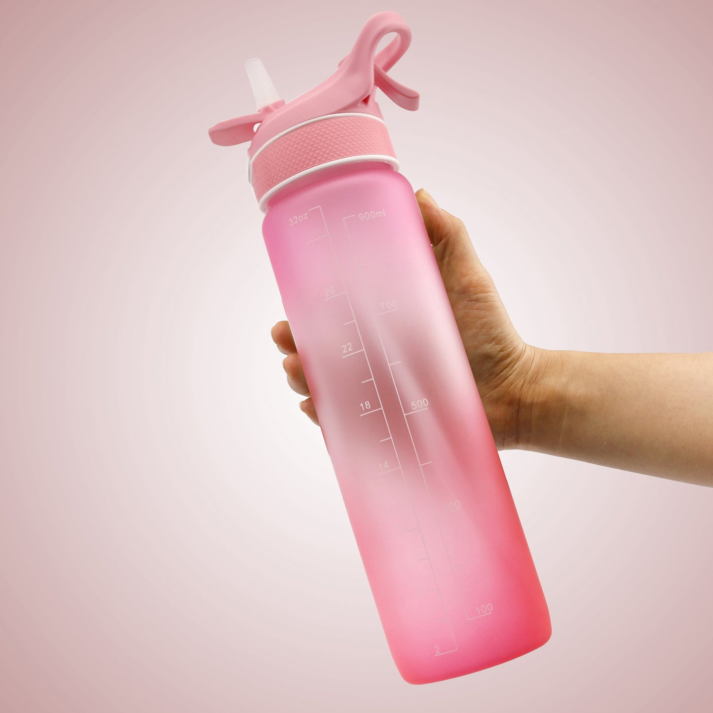 Botella de agua deportiva con tapa de rebote y pajita