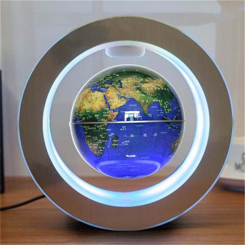 Globo flotante con mapa del mundo LED redondo, luz de levitación magnética, antigravedad, mágico