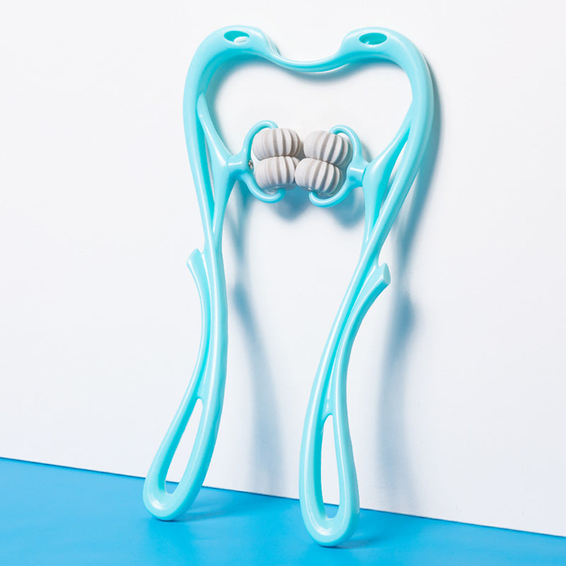 Masajeador de cuello manual de seis ruedas con rodillos de masaje para aliviar el dolor.