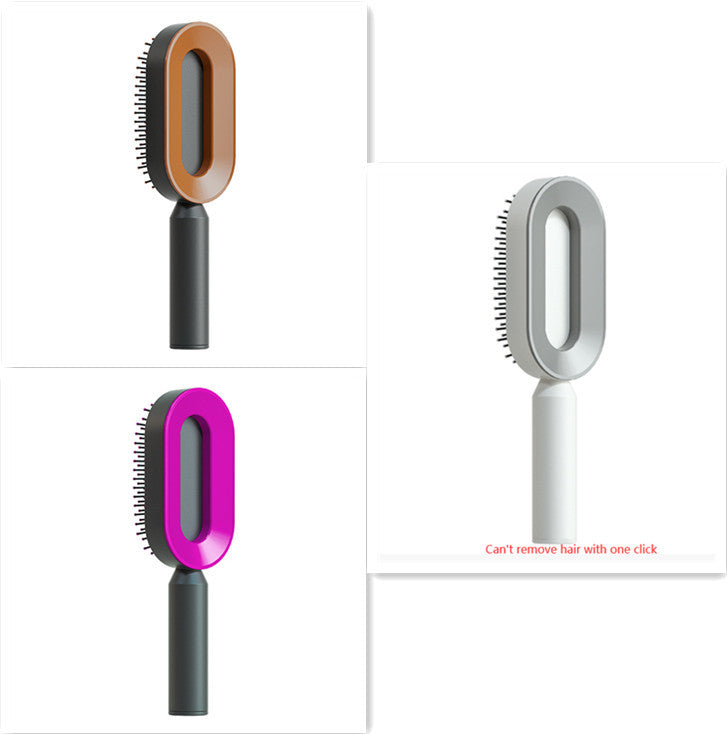 Cepillo autolimpiante para el cabello para mujeres, con una sola tecla, para la pérdida del cabello, masajeador de bolsas de aire, peine para el cuero cabelludo, cepillo antiestático.