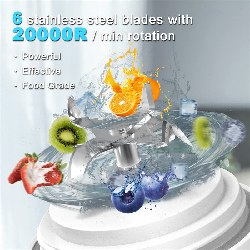 Licuadora portátil, exprimidor, licuadora de tamaño personal para batidos y batidos con 6 cuchillas, mini licuadora, utensilios de cocina