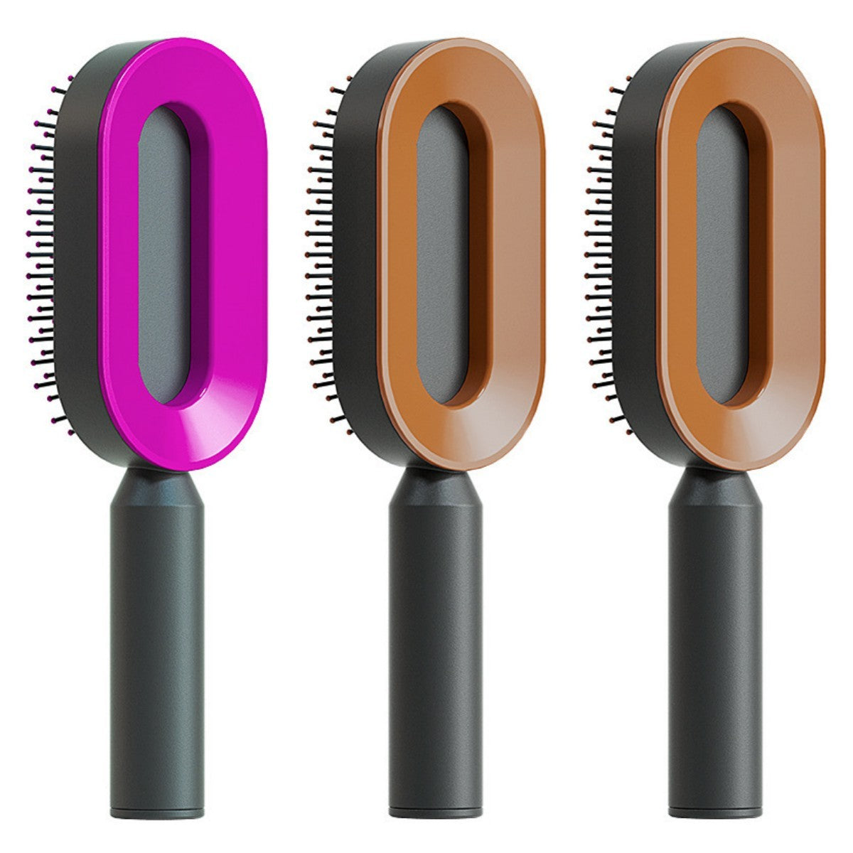 Cepillo autolimpiante para el cabello para mujeres, con una sola tecla, para la pérdida del cabello, masajeador de bolsas de aire, peine para el cuero cabelludo, cepillo antiestático.