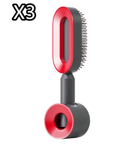 Cepillo autolimpiante para el cabello para mujeres, con una sola tecla, para la pérdida del cabello, masajeador de bolsas de aire, peine para el cuero cabelludo, cepillo antiestático.