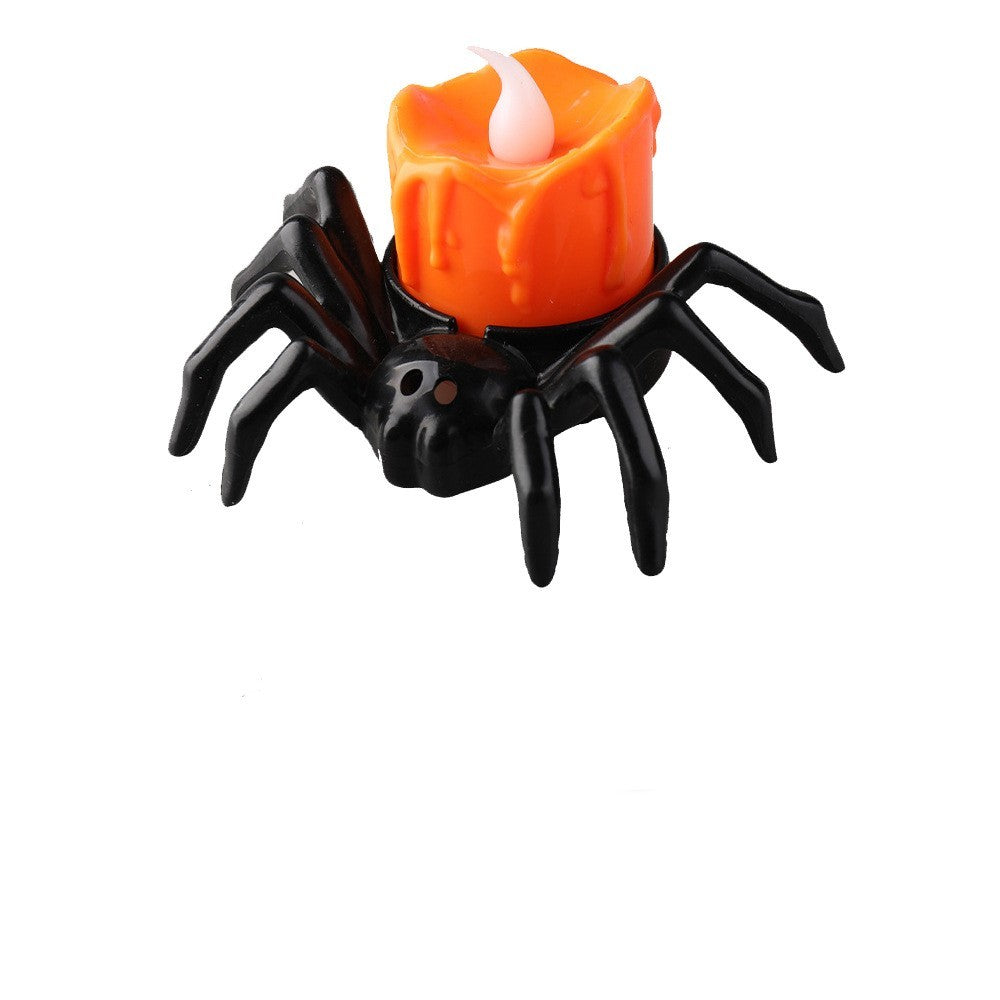 Adornos creativos de candelabros con forma de araña para Halloween con ambiente festivo