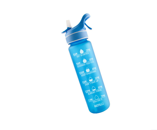Botella de agua deportiva con tapa de rebote y pajita