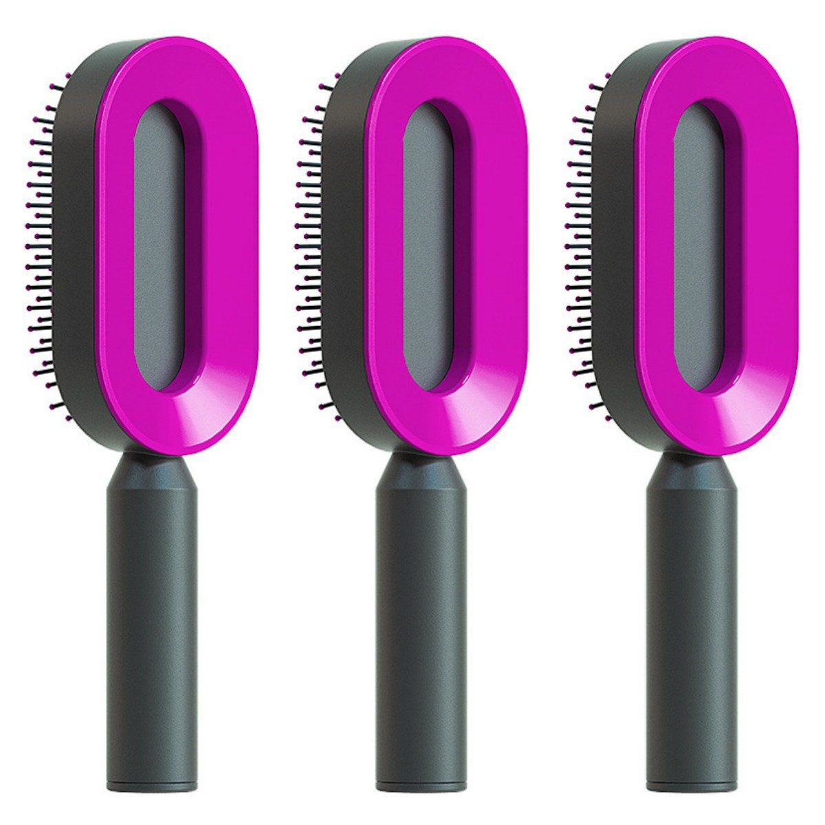 Cepillo autolimpiante para el cabello para mujeres, con una sola tecla, para la pérdida del cabello, masajeador de bolsas de aire, peine para el cuero cabelludo, cepillo antiestático.
