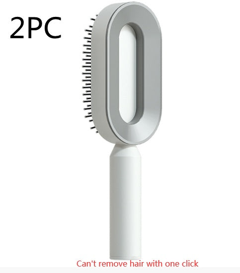 Cepillo autolimpiante para el cabello para mujeres, con una sola tecla, para la pérdida del cabello, masajeador de bolsas de aire, peine para el cuero cabelludo, cepillo antiestático.