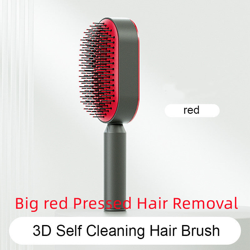 Cepillo autolimpiante para el cabello para mujeres, con una sola tecla, para la pérdida del cabello, masajeador de bolsas de aire, peine para el cuero cabelludo, cepillo antiestático.