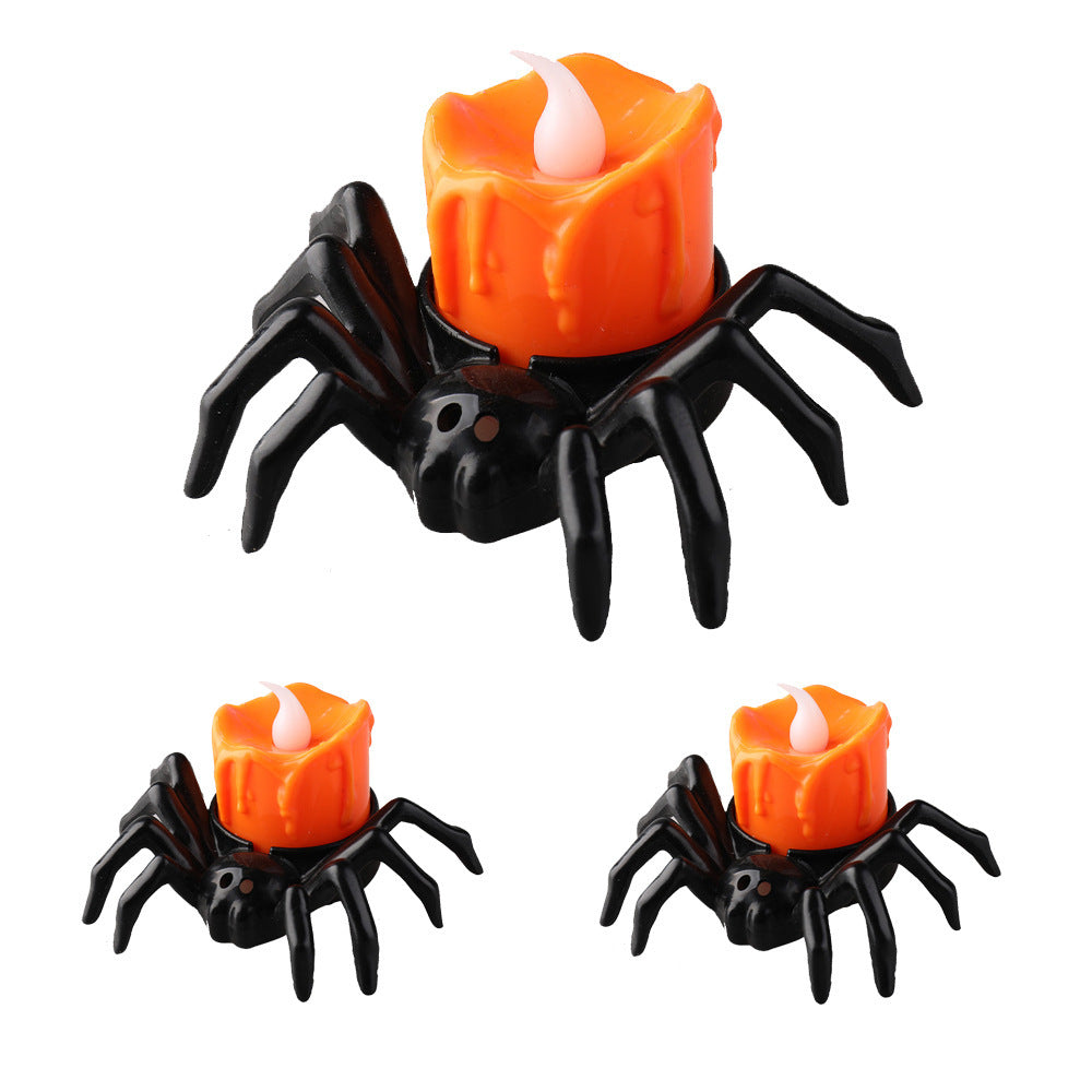 Adornos creativos de candelabros con forma de araña para Halloween con ambiente festivo