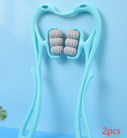 Masajeador de cuello manual de seis ruedas con rodillos de masaje para aliviar el dolor.