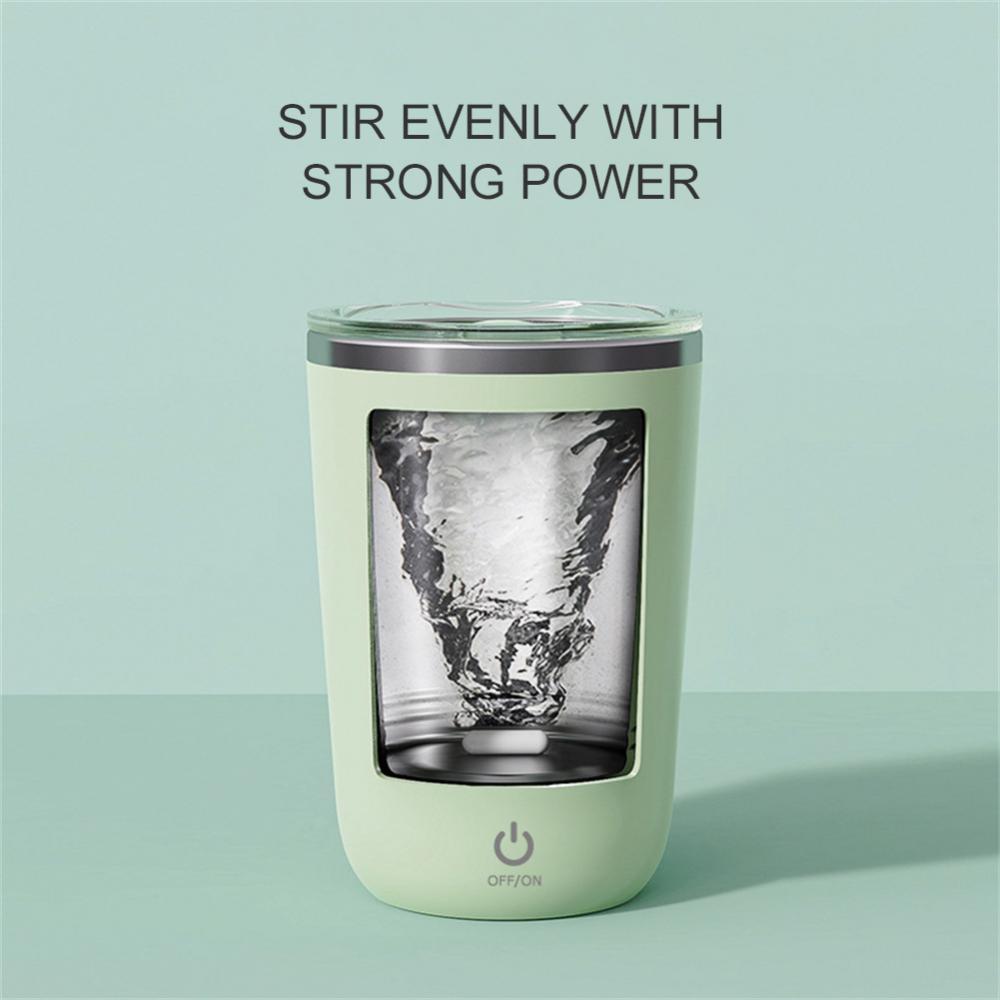 Taza automática de 350 ml con agitación automática, taza para mezclar café, leche y jugo, eléctrica de acero inoxidable con rotación lenta.