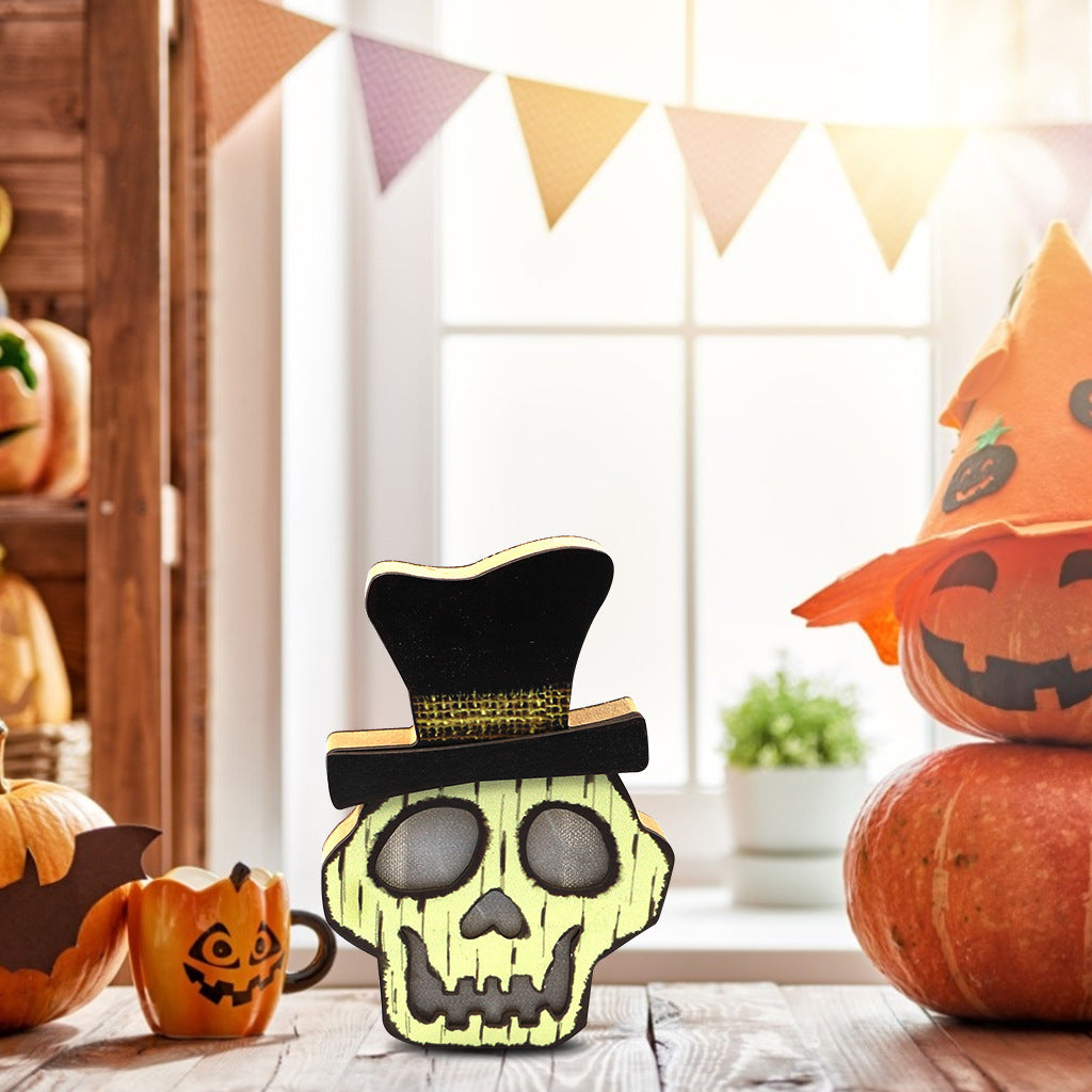 Lámpara de calabaza de madera creativa para Halloween, decoraciones de Halloween