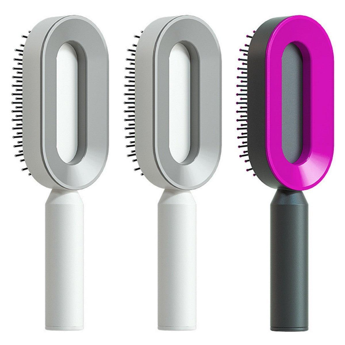 Cepillo autolimpiante para el cabello para mujeres, con una sola tecla, para la pérdida del cabello, masajeador de bolsas de aire, peine para el cuero cabelludo, cepillo antiestático.