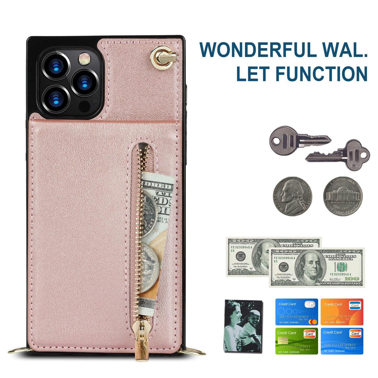 Funda para teléfono con cremallera Funda para teléfono bandolera