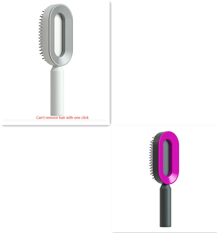 Cepillo autolimpiante para el cabello para mujeres, con una sola tecla, para la pérdida del cabello, masajeador de bolsas de aire, peine para el cuero cabelludo, cepillo antiestático.