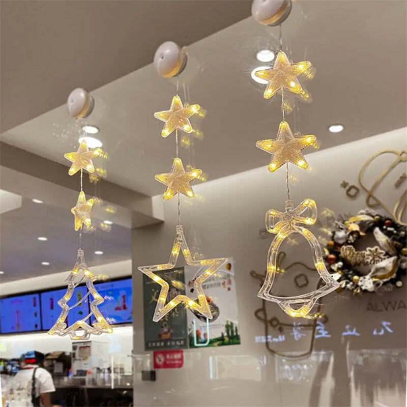 3 luces LED navideñas con forma de estrella para colgar en el árbol de Navidad, adornos para ventanas, decoración para el hogar, Navidad, Año Nuevo
