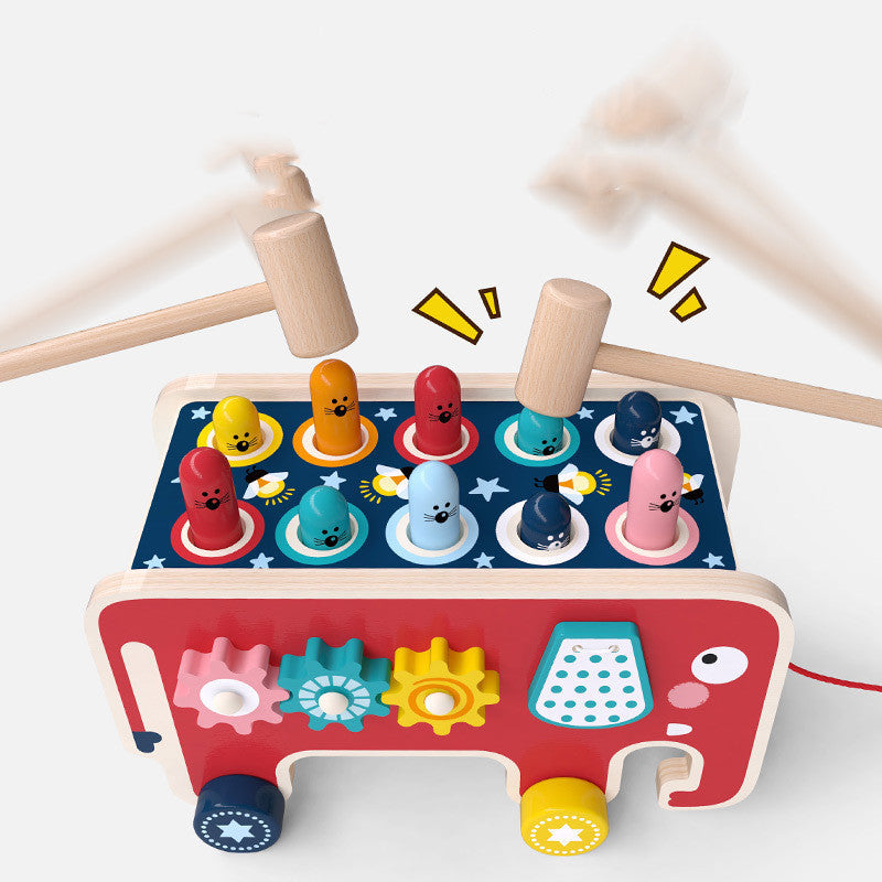 Banco de madera Montessori para niños pequeños, juguete de autobús con animales, juego educativo temprano, regalo para niños, instrumento musical de juguete