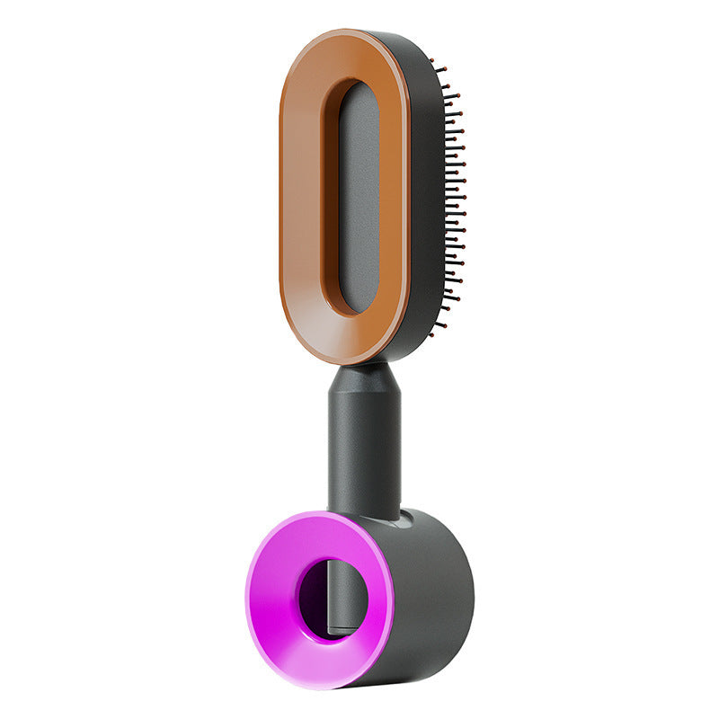Cepillo autolimpiante para el cabello para mujeres, con una sola tecla, para la pérdida del cabello, masajeador de bolsas de aire, peine para el cuero cabelludo, cepillo antiestático.