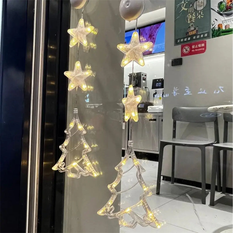 3 luces LED navideñas con forma de estrella para colgar en el árbol de Navidad, adornos para ventanas, decoración para el hogar, Navidad, Año Nuevo