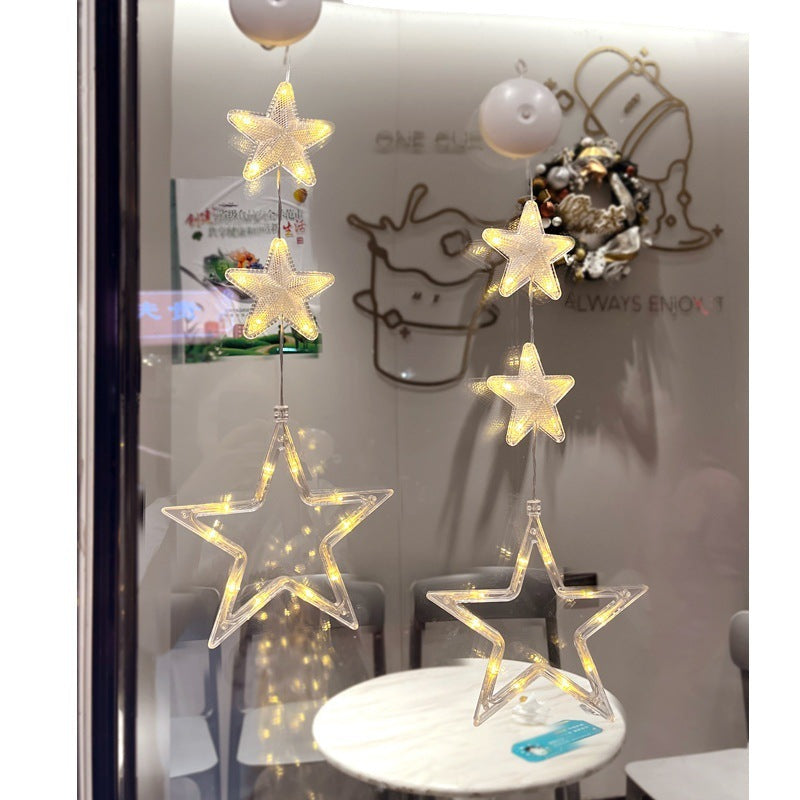 3 luces LED navideñas con forma de estrella para colgar en el árbol de Navidad, adornos para ventanas, decoración para el hogar, Navidad, Año Nuevo