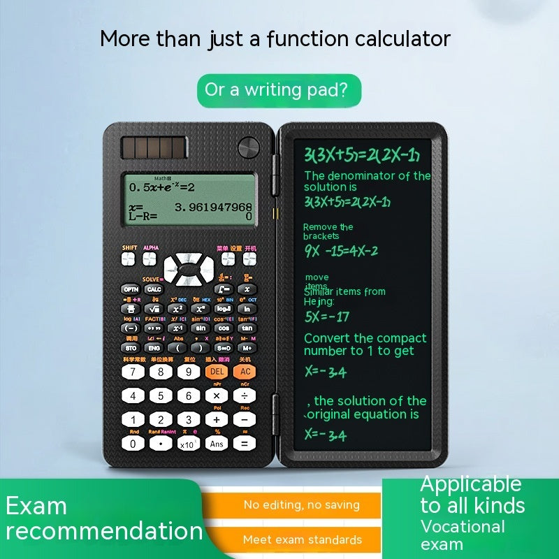 Calculadora científica plegable 2 en 1, tableta de escritura a mano, calculadora con función de aprendizaje, calculadora científica de escritorio plegable.