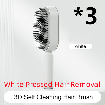 Cepillo autolimpiante para el cabello para mujeres, con una sola tecla, para la pérdida del cabello, masajeador de bolsas de aire, peine para el cuero cabelludo, cepillo antiestático.