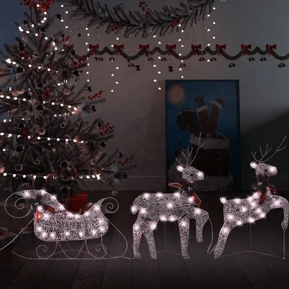Reindeer & Sleigh Christmas Decoration with 60 LEDs