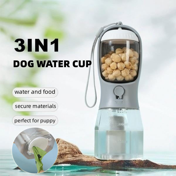 Dog Water Cup Drinking Food Garbage Bag Three-in-one Portable Small Multi-functional Pet Cups Pets Supplies Selectia
