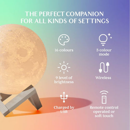 16-Color Moon Lamp with Stand & Remote