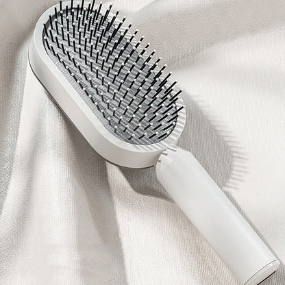 Cepillo autolimpiante para el cabello para mujeres, con una sola tecla, para la pérdida del cabello, masajeador de bolsas de aire, peine para el cuero cabelludo, cepillo antiestático.