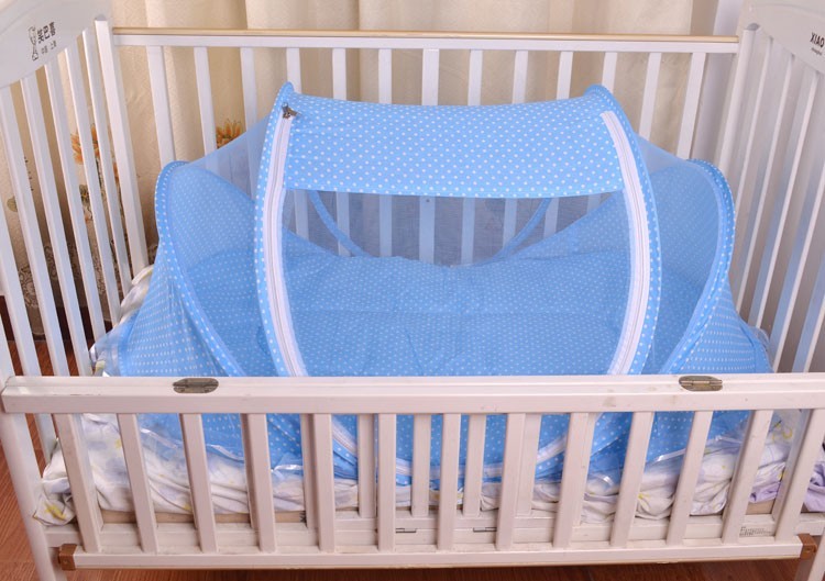Red de cuna plegable para bebé con almohada (juego de 2 piezas)