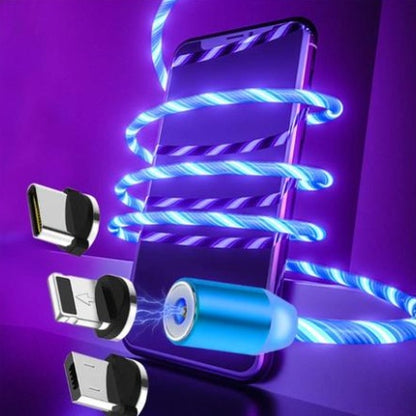 Compatible con Apple, cable de datos de transmisión magnética con luz fluida para iPhone y Android Tipo C