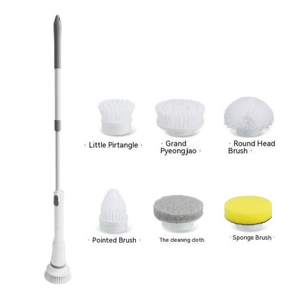 Cepillo de limpieza eléctrico multifunción telescópico con mango largo y codo para limpieza de paredes