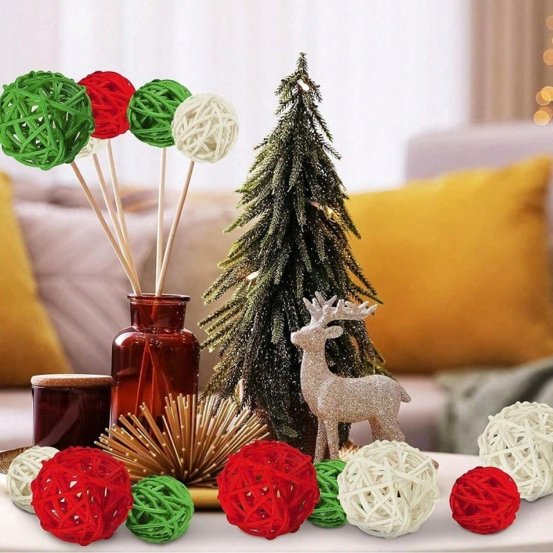 30-Pack Christmas Rattan Decorative Balls